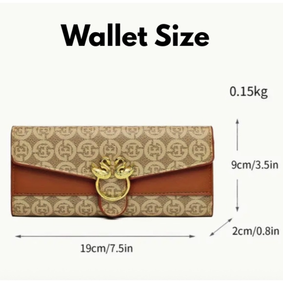 Louie Dennis 4.5" x 7.5"  Swan Vintage Style Faux Leather Wallet W/Dust Bag NWT - Picture 4 of 6